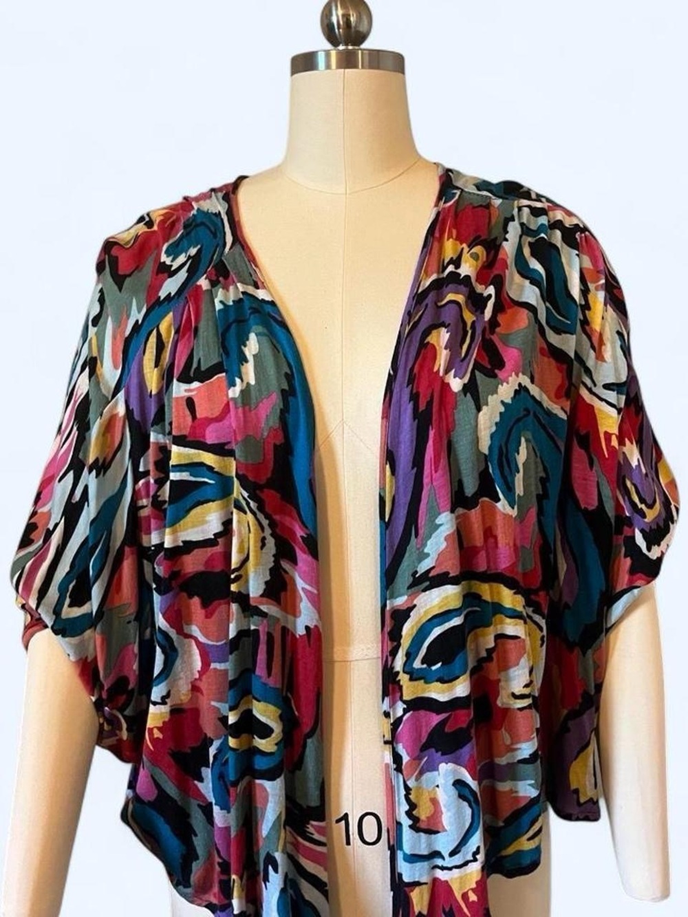 Cure Made in USA Multicolor Abstract Kimono Boho Festival Duster